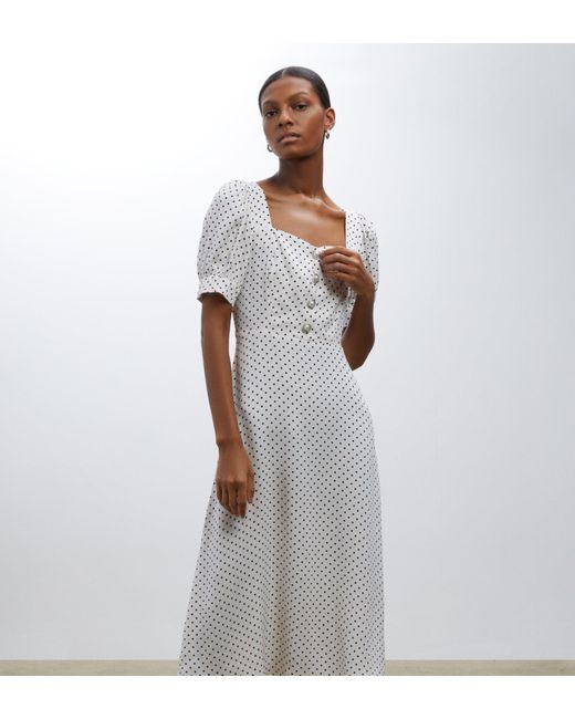 Finery London White Talise Polka Dot Midi Dress