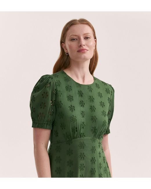 Finery London Green Mela Cotton Midi Tea Dress