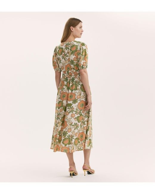 Finery London Metallic Addison Linen Blend Midi Dress