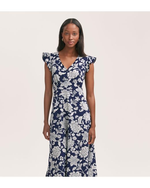 Finery London Blue Liza Crepe Midi Dress