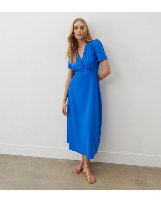 Women's Blue Nieve Bright Crepe Midi Dress
