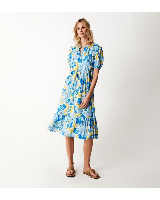 Finery London Blue Madelyn Floral Midi Dress