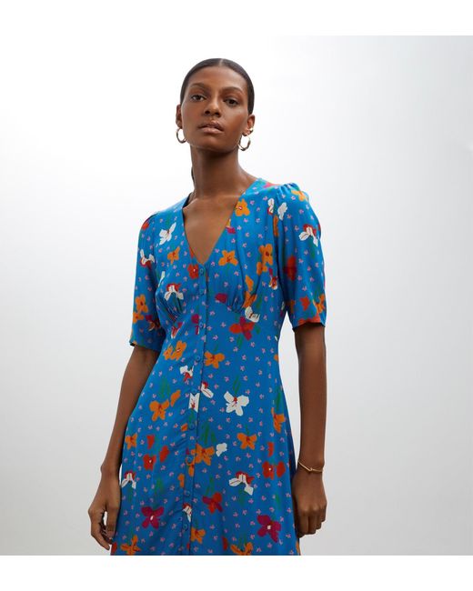 Finery London Blue Camilla Petal Midi Dress