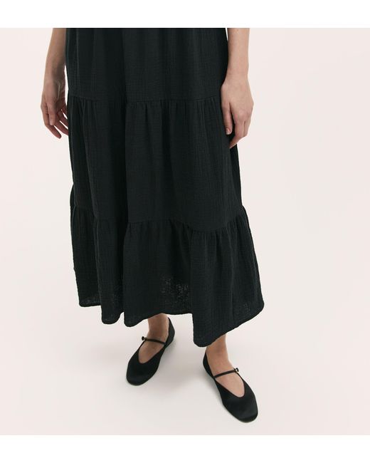 Finery London Black Emmie Cotton Midi Tiered Dress