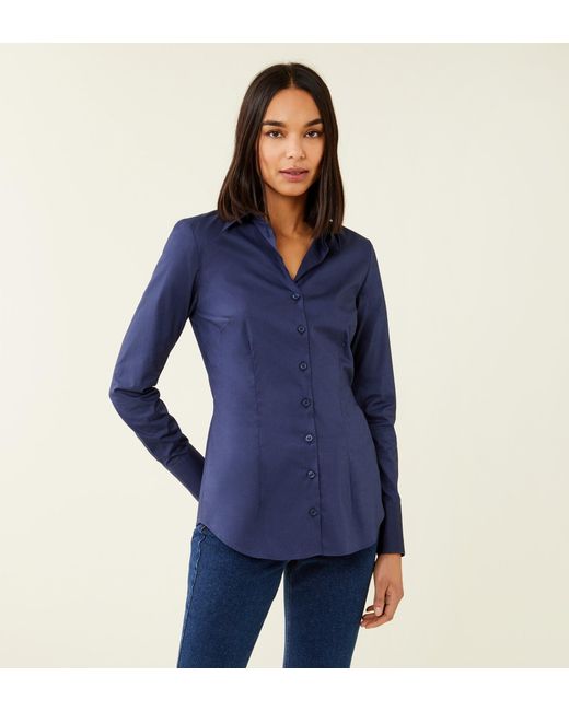 Finery London Blue Daisy Fully Fitted Shirt
