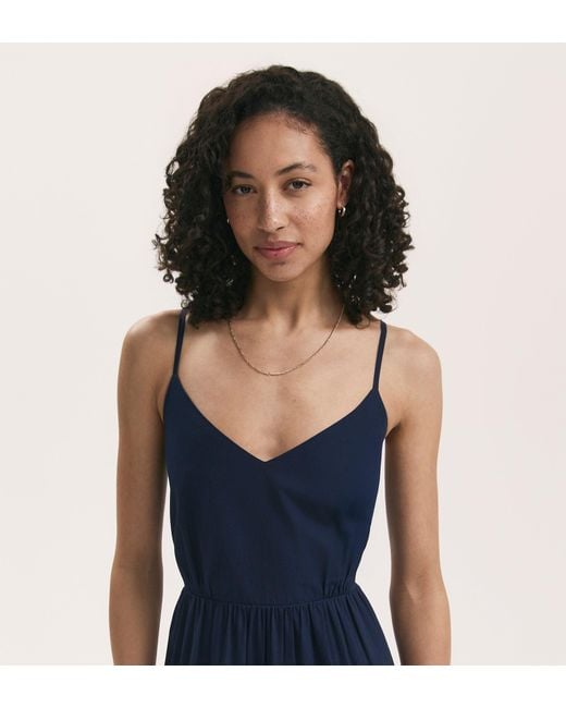 Finery London Blue Emmie Cotton Midi Tiered Dress