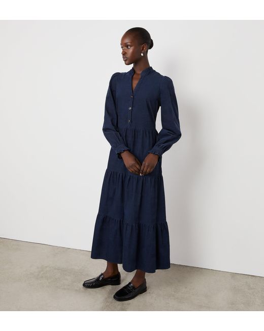 Finery London Blue Gianna Corduroy Midi Dress