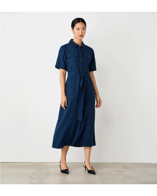 Finery London Blue Cassidy Midi Shirt Dress