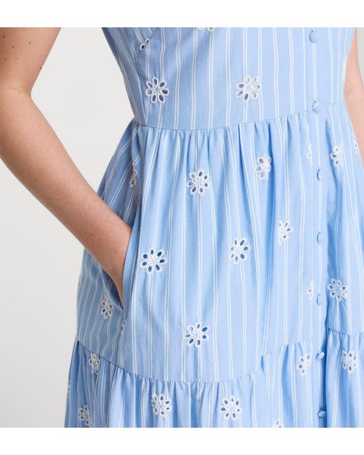 Finery London Green Rose Cotton Broderie Sleeveless Midi Dress