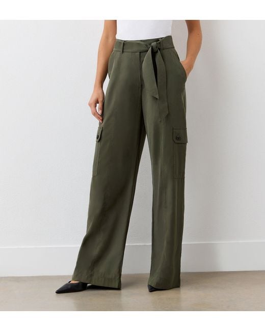 Finery London Green Maxine Wide Leg Trousers