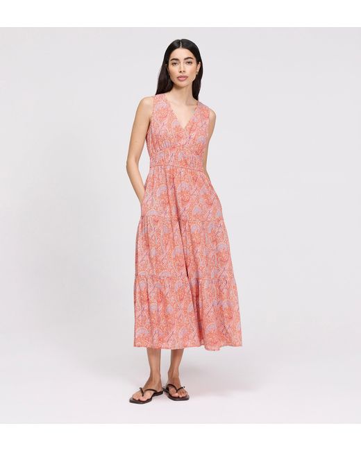 Finery London Green Shannon Cotton Voile Tiered Midi Dress