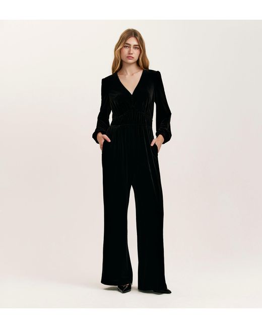 Finery London Black Anna Velvet Jumpsuit