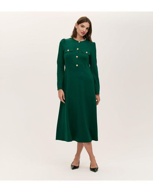 Finery London Green Gilly Ponte Jersey Midi Dress
