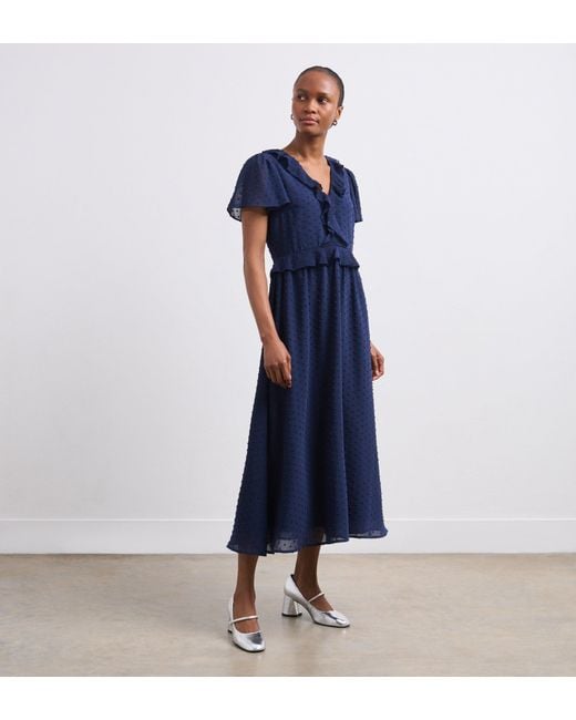 Finery London Blue Dahlia Chiffon Midi Dress