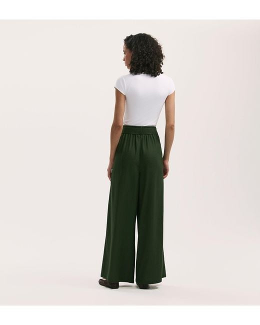Finery London Green Athena Linen Blend Wide Leg Trousers