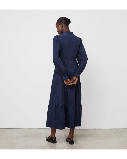 Finery London Blue Gianna Corduroy Midi Dress