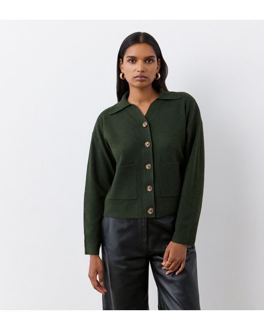 Finery London Green Raegan Button Front Cardigan