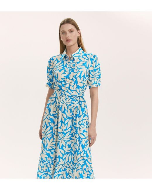 Finery London Blue Liana Midi Tiered Dress