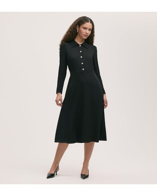 Finery London Black Lucia Crepe Midi Dress