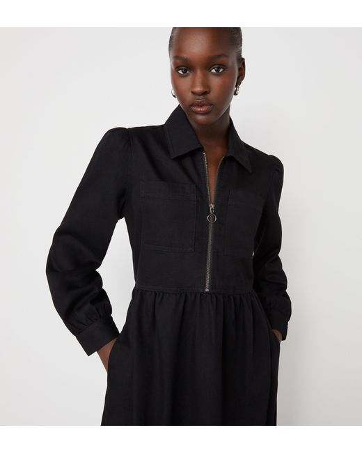 Finery London Black Roxy Denim Midi Dress
