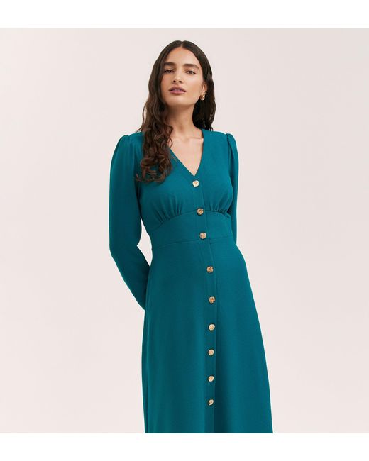 Finery London Blue Caprice Crepe Midi Dress
