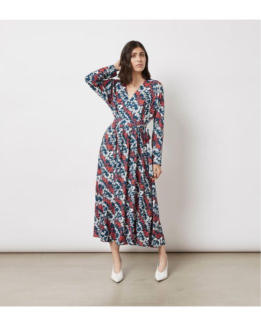 Finery London Blue Morgan Printed Wrap Dress