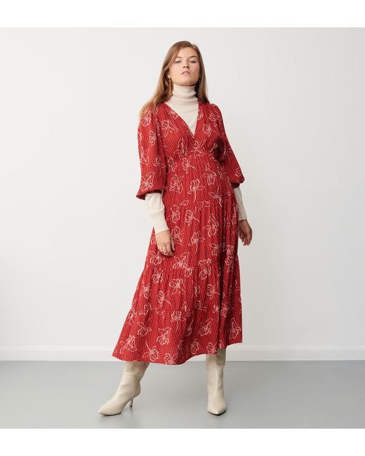 Finery London Maria Grid Tiered Midi Dress