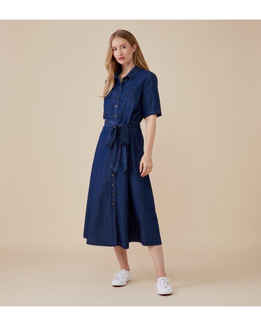 Finery London Blue Francesca Denim Dress