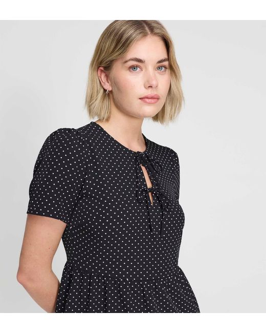 Finery London Blue Lola Polka Dot Tiered Short Dress