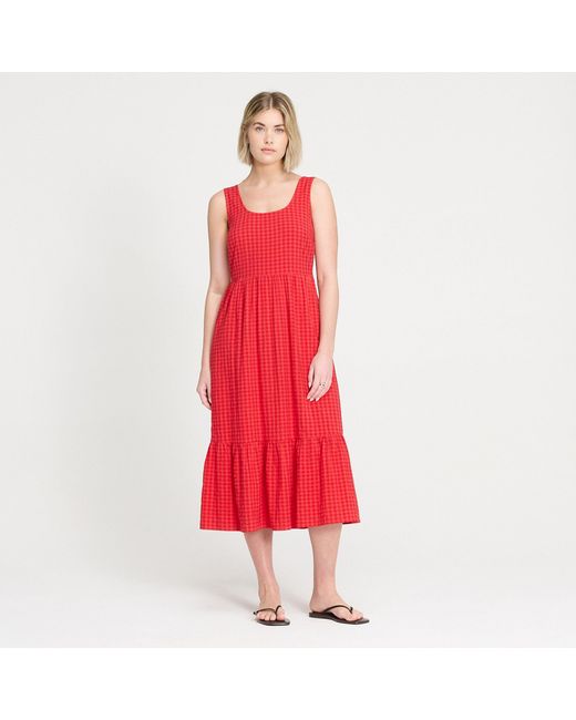 Finery London Cara Gingham Seersucker Tiered Midi Dress