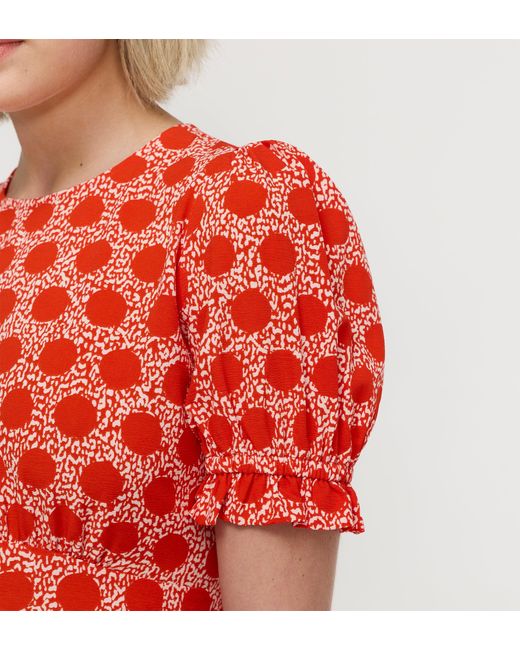 Finery London Red Mela Polka Dot Midi Tea Dress