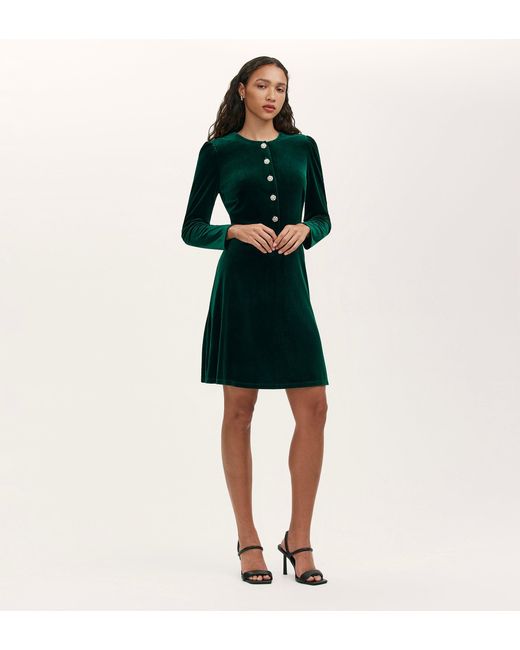 Finery London Green Rae Velvet Short Dress