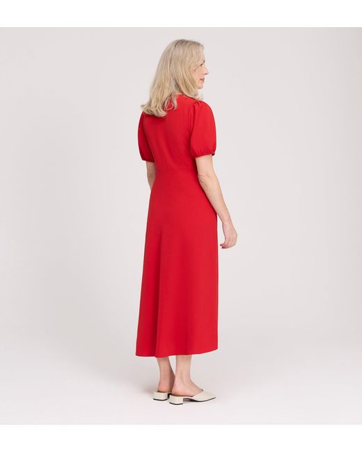 Finery London Red Robyn Button Through Midi Dress