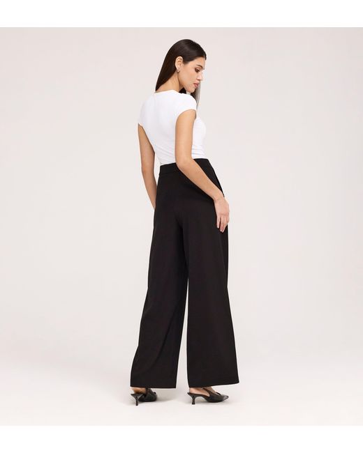 Finery London White Nellie Gaberdine Twill Wide Leg Trousers