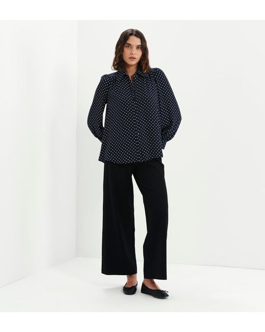 Finery London Blue Melina Button Through Lightweight Yoke Blouse