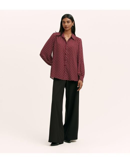 Finery London Red Melina Spot Crepe Blouse