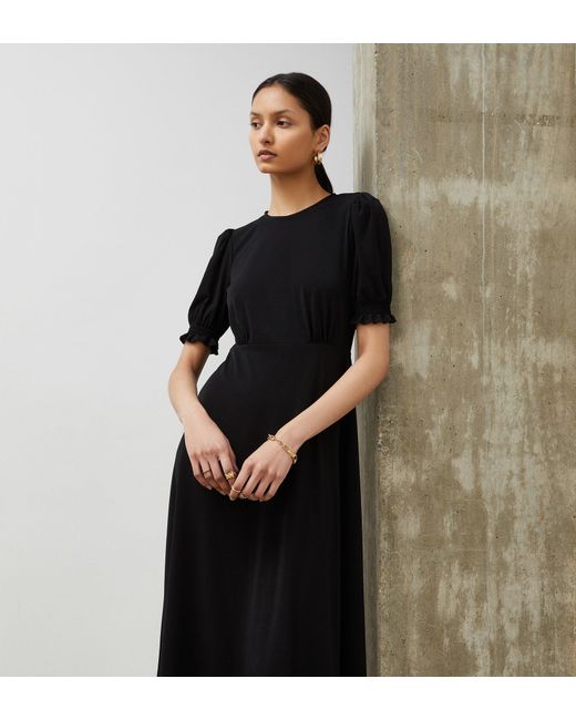 Finery London Black Lilybelle Jersey Crepe Midi Dress
