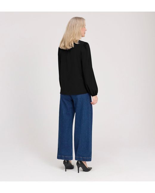 Finery London Black Elvora Button Up V-Neck Top
