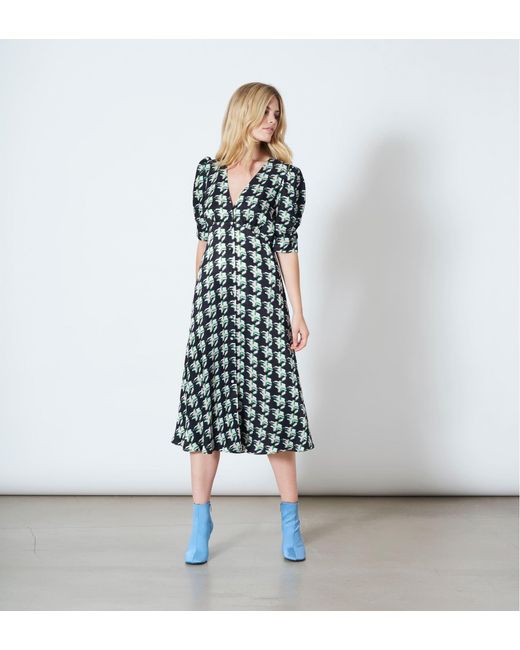 Finery London Blue Claredon Print Dress