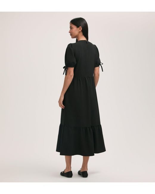 Finery London Black Demi Crepe Tiered Midi Dress