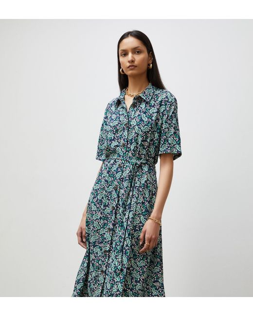 Finery London Blue Bailey Midi Shirt Dress