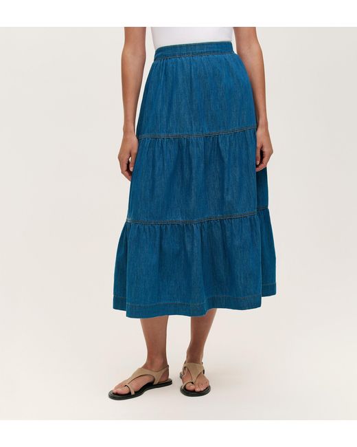 Finery London Blue Lulu Denim Midi Skirt