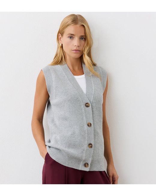 Finery London White Winnie Sleeveless Cardigan