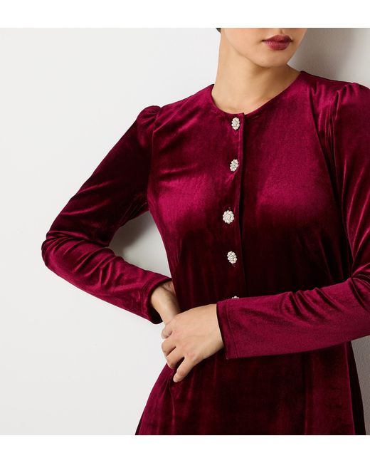 Finery London Red Rae Velvet Knee Length Dress