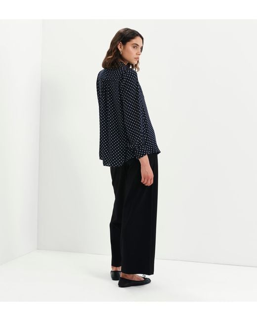 Finery London Blue Melina Button Through Lightweight Yoke Blouse