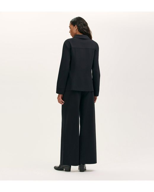 Finery UK Black Agness Ponte Jersey Button Down Jacket