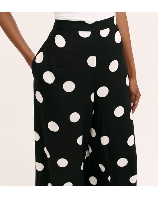 Finery London Black Nat Polka Dot Spun Wide Leg Trousers