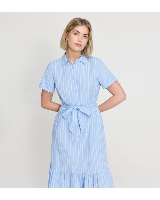 Finery London Blue Aisling Cotton Midi Dress