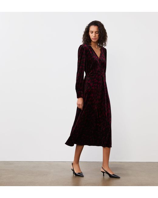 Finery London Red Layla Velvet Midi Dress