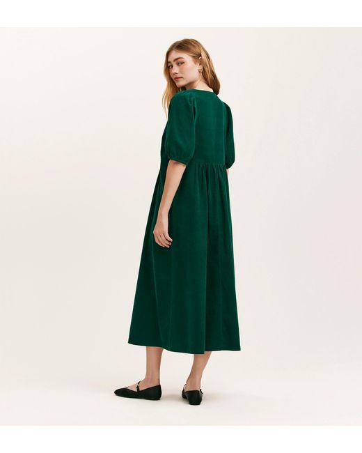Finery London Green Chloe Corduroy Midi Dress